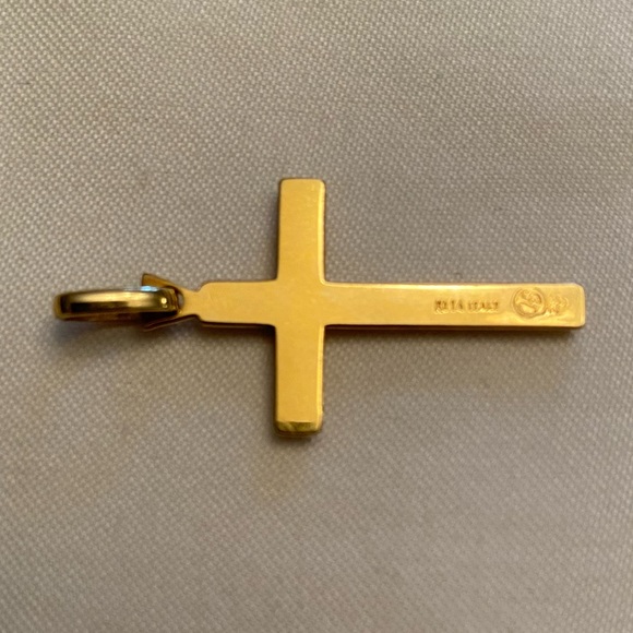 Solid 16 K Yellow Gold Cross Pendant 1.34" L Italy Religious Icon 2.19 Grams - Picture 5 of 8